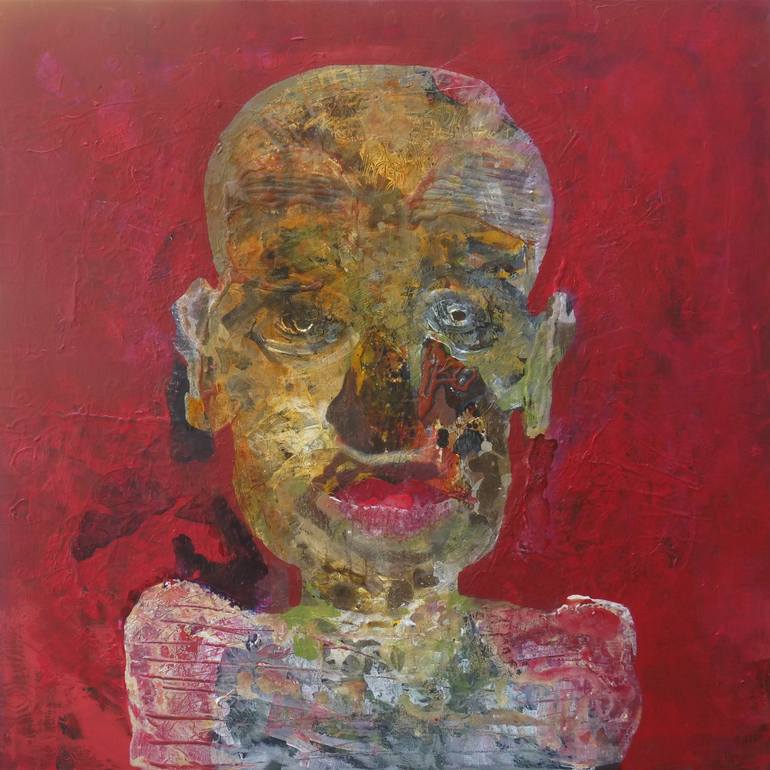 Portraits On Red 01 Painting